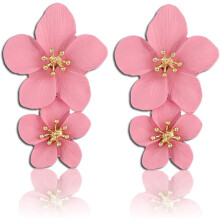 Guldfärgade örhängen med blommotiv i metall för kvinnor, 1 par
