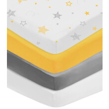 American Baby Company 4-Pack Fitted Crib Sheets 28" x 52", Zacht Ademend Neutraal 100% Katoen, Geel/Grijs/Wit