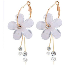 Pendientes colgantes de flores circulares para mujer, asimétricos y largos
