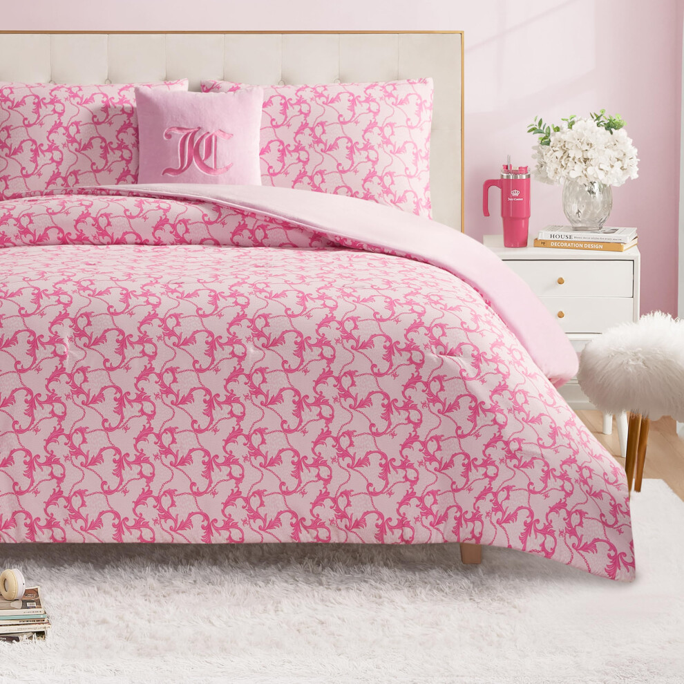 Juicy Couture Plush Reversible Gothic Leopard 3-Piece Twin/Twin Xl Comforter Set With Decorative Pillow