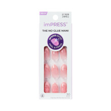 Kiss Impress No Glue Mani Press On Nails, Design 'Glow Muse', Pink, Mittelgröße, Mandel