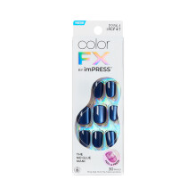 Kiss Impress Uñas Postizas Sin Pegamento, ColorFX, 'Romance de Terciopelo', Morado, Talla Corta