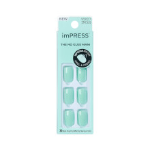 Kiss Impress No Glue Mani Press On Nägel, Farbe 'Get Closer', Grün, Kurz, Squoval, 30 Nägel, Prep Pad