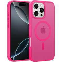 Magnetický matný průsvitný kryt pro iPhone 16Pro Max - vojenská třída, nárazuvzdorný, tenký, robustní, nárazuvzdorný, zářivě růžový