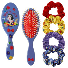 LUV HER Disney Prinses Sneeuwwitje Haartoebehoren Set - 5 Stukken: 1 Ontklitborstel van 9 inch & 4 Scrunchies, Elastische Haarties, Leeftijd 3+