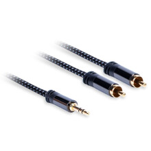 Jackkabel 3,5 mm - 2xRCA (han) stereo, Længde: 3,0m AQ Premium