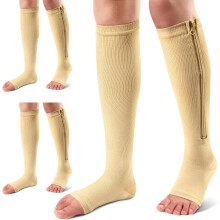 Compression Socks with Zipper 15-20mmHg Knee High Open Toe