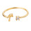 Gold personalized initial ring with rhinestone for women 1