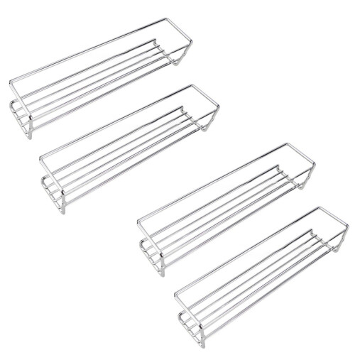 Metal Wall-Mounted Spice Rack Set Silver 4-Piece 1