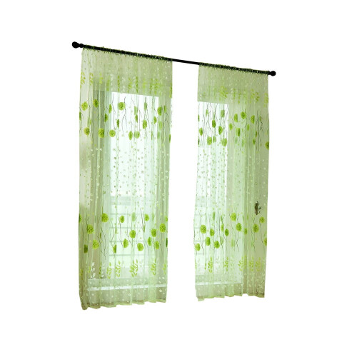 Blackout Curtains Green Sheer Voile Panel 1