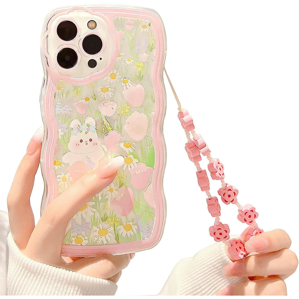 Iphone 12 Pro Case Clear Floral Rabbit Design With Beaded 301029604317