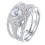 Geometry Rhinestone Engagement Ring Silver 3-Piece Set 1