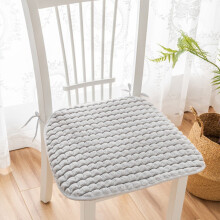 Plyschig U-formad stolsdyna med band Grå 45x45 cm
