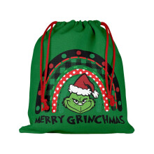 Christmas drawstring gift bag canvas reusable large