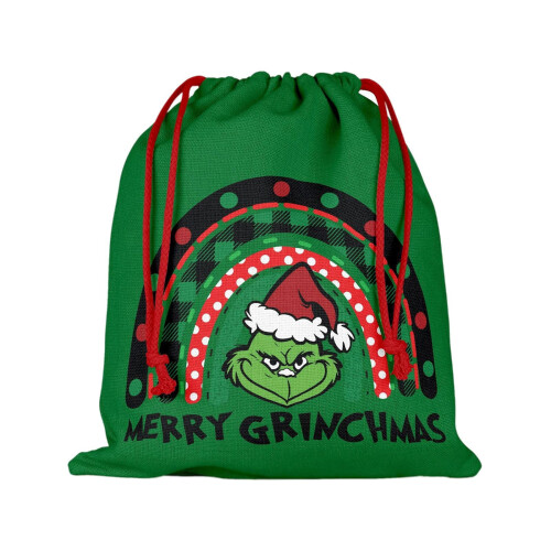 Christmas drawstring gift bag canvas reusable large