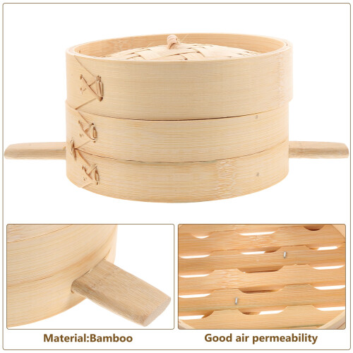 Yongwei bamboo steamer for buns and dumplings 1 set 2