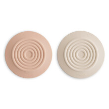 mushie Silicone Drain Stopper 2-Pack | 5.5 inch Diameter Bathtub Flat Suction Cover (Blush/Shifting Sand)
