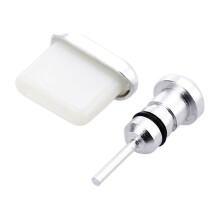 3.5mm and USB-C anti-dust plugs set silver 2 pcs