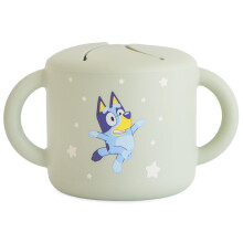 mushie x Bluey Siliconen Snack Cup | Spill Proof Voedselcontainer voor Peuters en Baby (Bluey Sage)