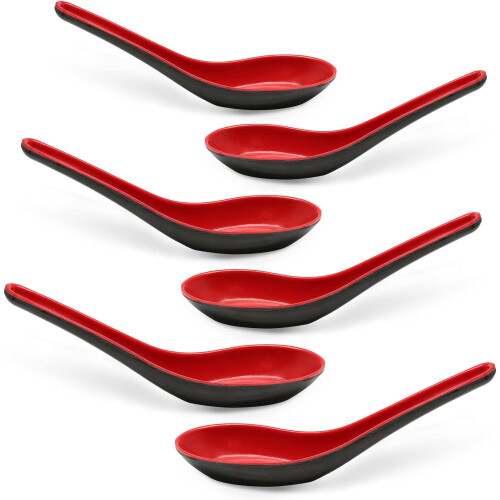 Asian Soup Spoon Red Black 2Pack 8Pack