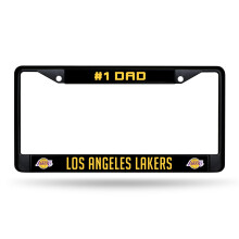 Rico Industries NBA Los Angeles Lakers #1 DAD Zwart Chrome Frame met Decal 12" x 6" Auto Accessoire