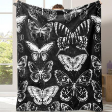 Couverture en flanelle Ă motif papillons de nuit, douce et chaude, 150 x 200 cm