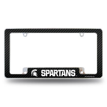 Rico Industries NCAA Michigan State Spartans Carbon Fiber 12" x 6" Chrome Autokentekenplaat Frame