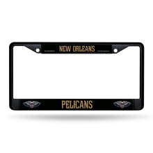 Rico Industries NBA Basketball New Orleans Pelicans Zwart Chroom Frame met Decal Inserts 12" x 6" Auto Accessoire