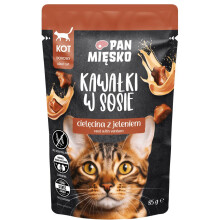 PAN MIĘSKO Pieces in sauce Veal with deer - wet cat food - 85g
