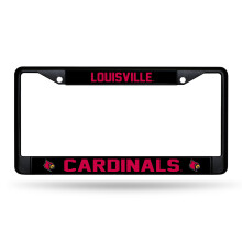 Rico Industries NCAA Louisville Cardinals Standaard Zwart Chroom Frame met Decals 12" x 6" Auto Accessoire