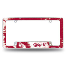 Rico Industries NCAA Oklahoma Sooners Tie Dye 12" x 6" Chrome Auto Kentekenplaathouder
