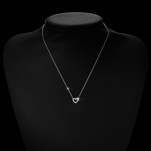 Hjärtformad initialhalsband med zirkonkedja för män 2