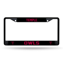 Rico Industries NCAA Temple Owls Standaard Zwart Chroom Frame met Decal Inserts 12" x 6" Auto Accessoire