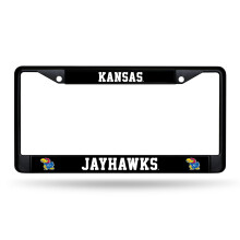 Rico Industries NCAA Kansas Jayhawks Zwarte Kentekenplaatomlijsting 12" x 6" Zwart Chroom