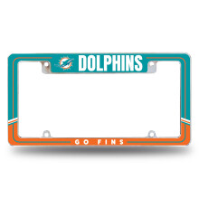 Rico Industries NFL Miami Dolphins Twee-kleur 12" x 6" Chrome Auto Kentekenplaat Frame