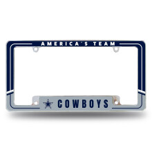 Rico Industries NFL Voetbal Dallas Cowboys Twee-Tonige 12" x 6" Chroom Auto Kentekenplaat Frame