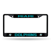 Rico Industries NFL Voetbal Miami Dolphins Zwart Chroom Frame met Gedrukte Inserts 12" x 6" Auto Accessoire