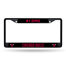 Rico Industries NBA Chicago Bulls #1 DAD Zwart Chroom Frame met Decal 12" x 6" Auto Accessoire