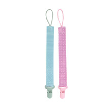 Nuby Pacifinder Fopspeenclip - (2-Pack) - Fopspeenhouder Clip met Haaklus - Groene Dots en Roze XOs