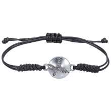 Pulsera ajustable de aleación con dije de béisbol color oliva.