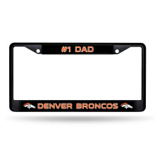 Rico Industries NFL Denver Broncos #1 DAD Zwart Chroom Frame Met Decal 12" x 6" Auto Accessoire