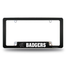 Rico Industries NCAA Wisconsin Badgers Carbon Fiber 12" x 6" Chrome Autolabels