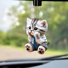 Enfeite decorativo para espelho retrovisor de carro com design de gato (1 peça)