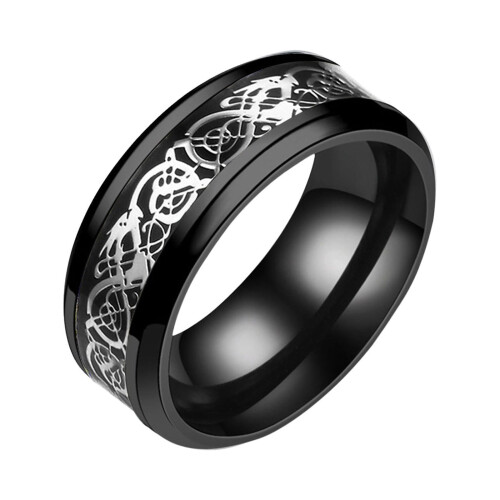 Titanium stål Dragon Ring Sølv Guld Rustfrit Stål
