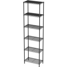 Scaffale portaoggetti in metallo a 6 ripiani, nero, 25,4 cm (profondità) x 40,6 cm (larghezza) x 152,2 cm (altezza).
