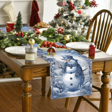Tischläufer mit Weihnachtsschneemann-Motiv für Küche, 1-teilig