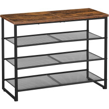 4-Tier Shoe Rack Industrial Rustic Brown 12-16 Pairs