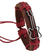 Pulsera retro con forma de guitarra para hombre, de cuero trenzado.