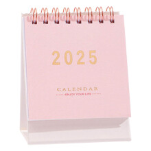Mini bureaukalender 2024-2025 roze, 18 maanden, dubbele kabel