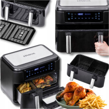 Airfryer Ovn 2 i 1 Airfryer 2400W 10L Stor 2-kamre XXL